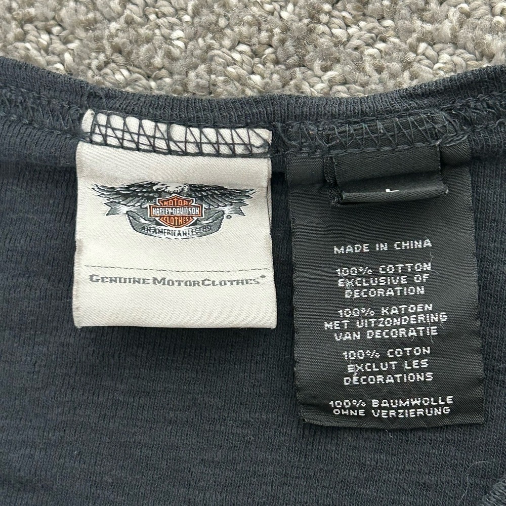 Harley-Davidson Women's Lace-Up Knit Logo Top Black Burgundy Scoop Neck LARGE - Picture 7 of 10